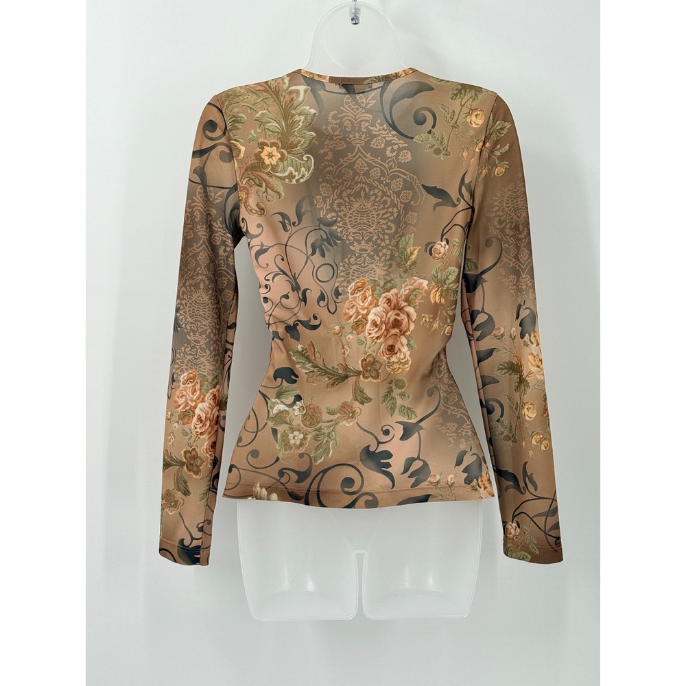 Vtg Y2K Eye-shadow sheer Top Womens sz M fairy grunge romantic whimsigoth floral - Picture 3 of 8
